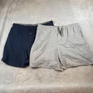 Royal Class Mens XL Knit Lounge Shorts Blue Gray Drawstring‎ Casual Comfy